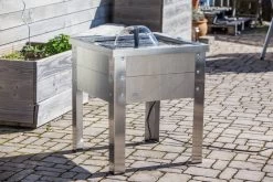 Heissner Terras Fontein Hout/RVS Grijs
